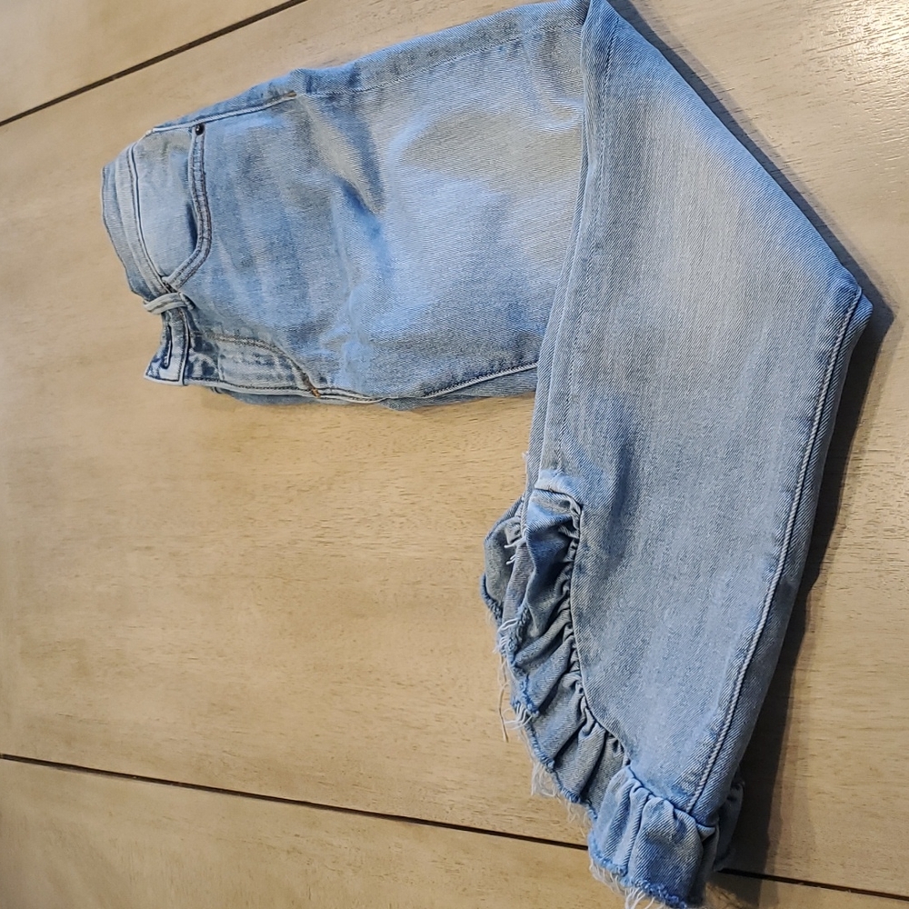 DRIFTWOOD cropped ruffle raw hem jeans